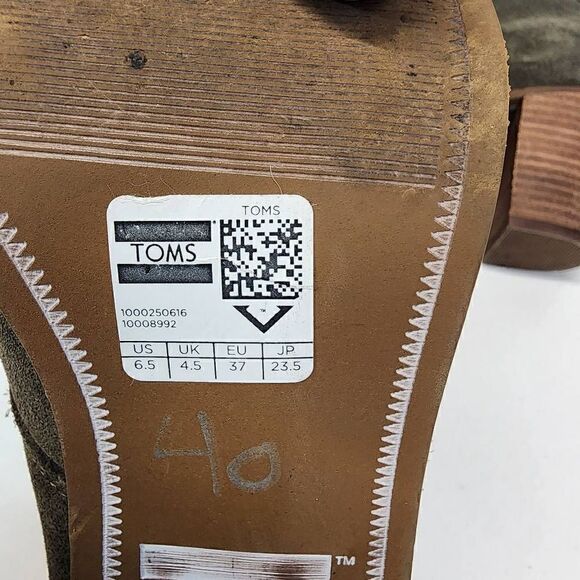 Toms LUNATA Women's Lace Up Booties Suede Olive Green Size 6.5 - Picture 8 of 12